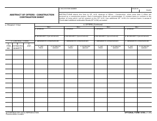 Document preview: Optional Form 1419A Abstract of Offers - Construction (Continuation Sheet)
