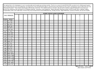 GSA Form 873 Annual Attendance Record, Page 2