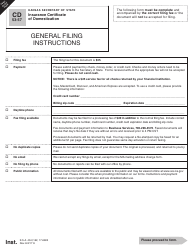 Form CD40-2 Insurance Certificate of Domestication - Kansas