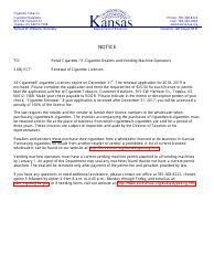 Document preview: Form CG-84 Retail Cigarette / E-Cigarette Dealer's Renewal Application - Kansas