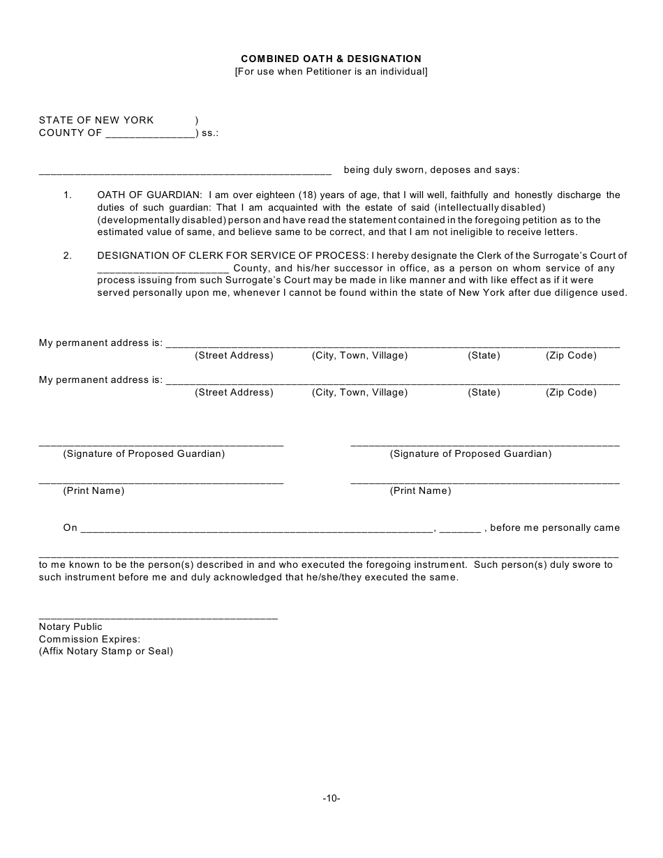 Form GMD-1 Petition for Appointment of Guardian - New York, Page 11
