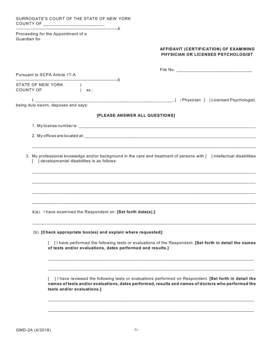 Form GMD-1 Petition for Appointment of Guardian - New York, Page 15
