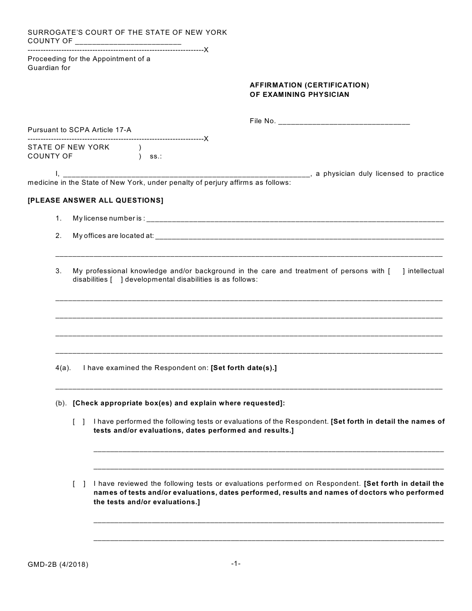 Form GMD-1 Petition for Appointment of Guardian - New York, Page 19