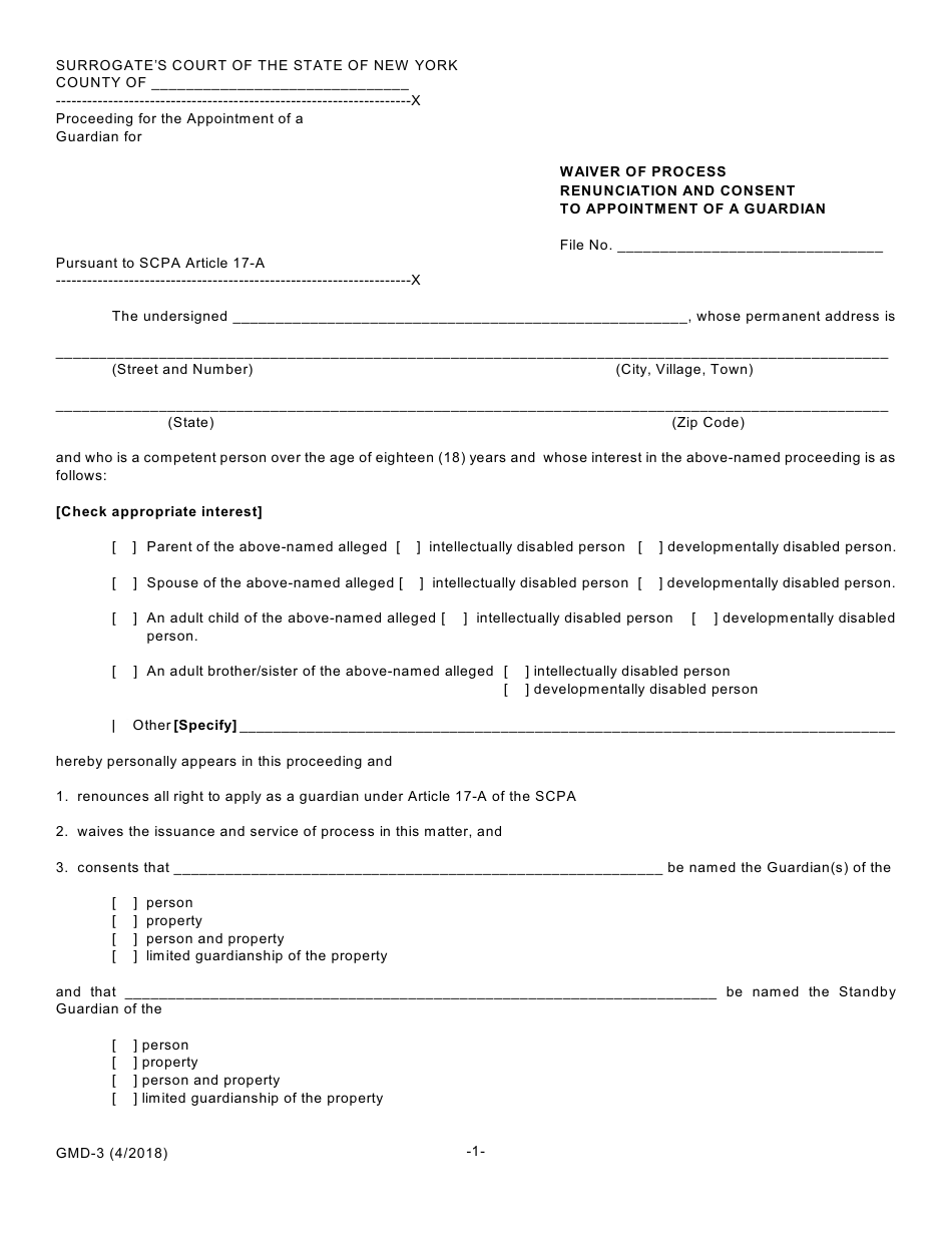 Form GMD-1 Petition for Appointment of Guardian - New York, Page 23