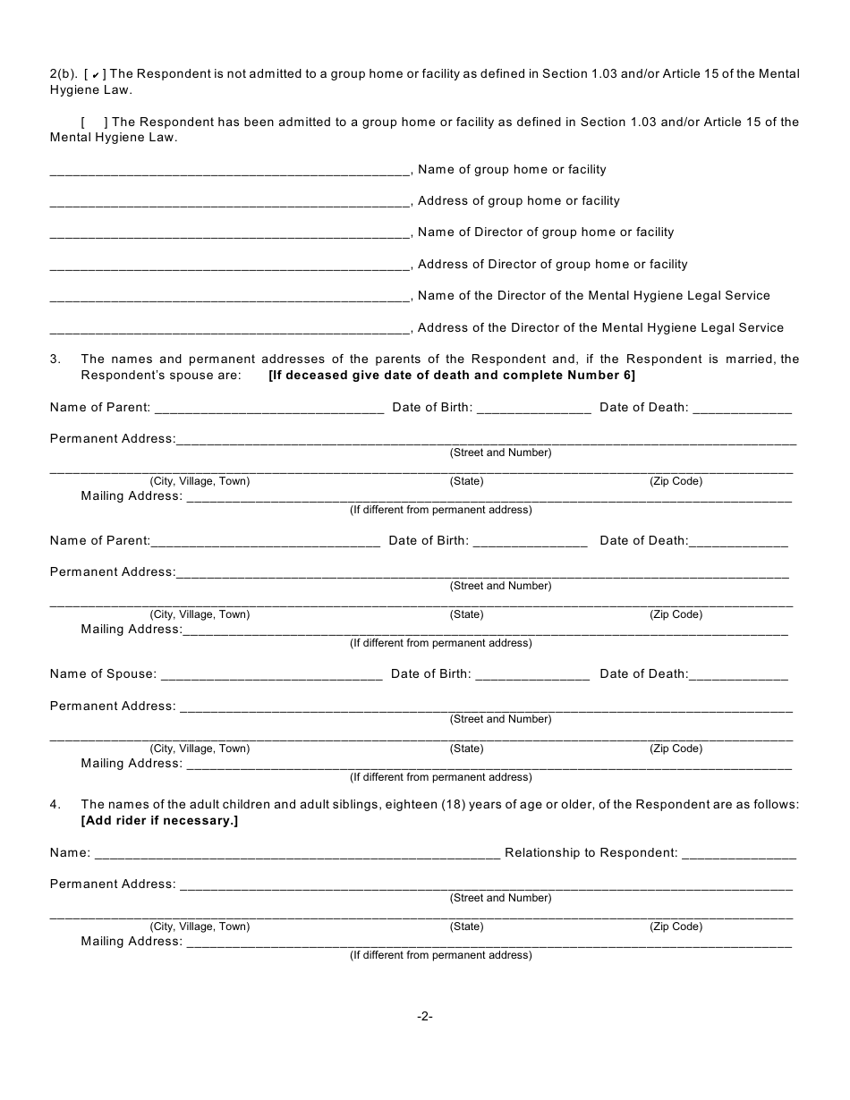 Form GMD-1 Petition for Appointment of Guardian - New York, Page 3