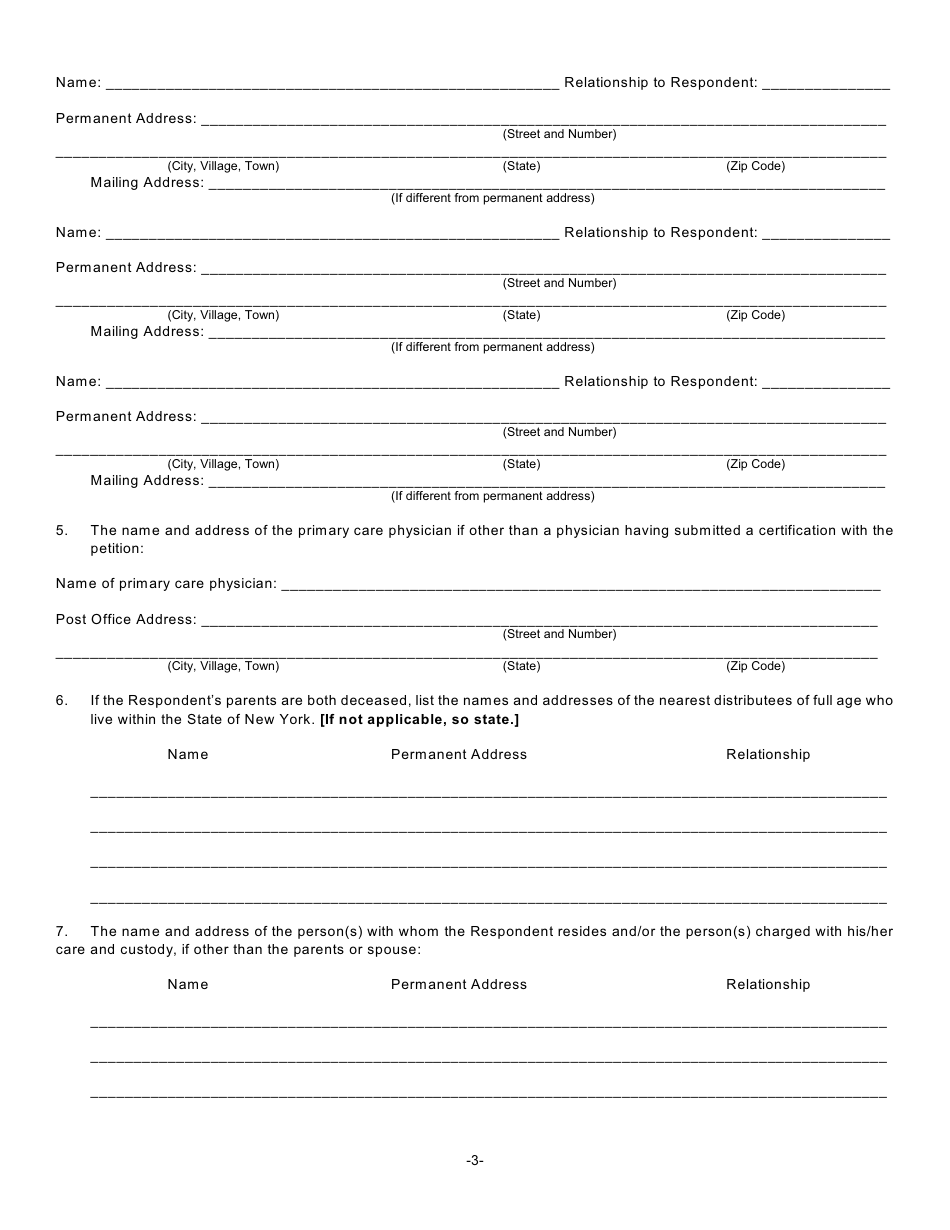 Form GMD-1 Petition for Appointment of Guardian - New York, Page 4