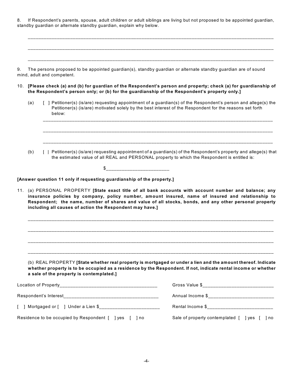 Form GMD-1 Petition for Appointment of Guardian - New York, Page 5