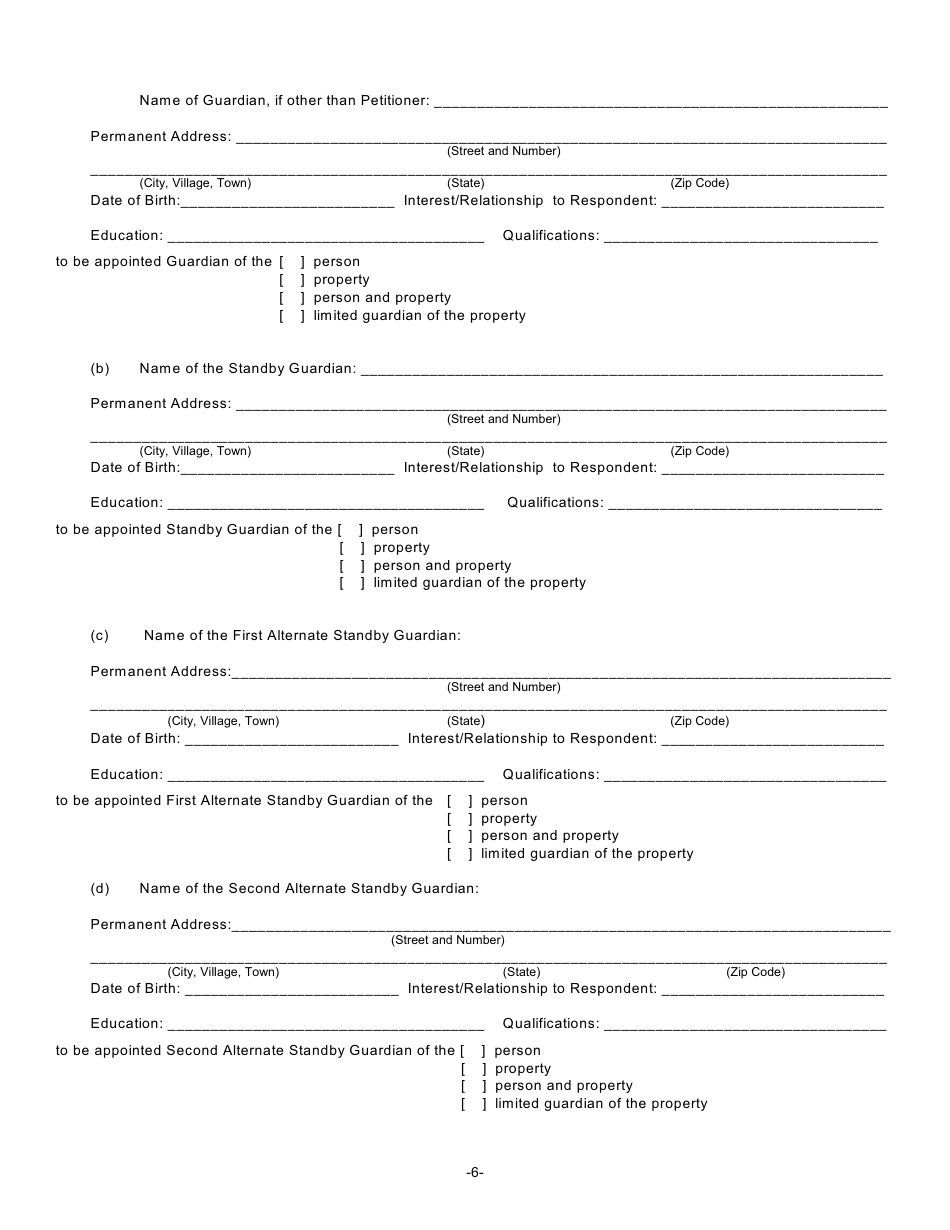 Form GMD-1 Petition for Appointment of Guardian - New York, Page 7
