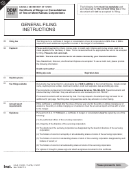Form DDM53-67 Certificate of Merger or Consolidation of Two or More Kansas Corporations - Kansas