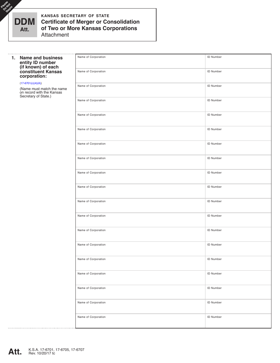 Form DDM53-67 Certificate of Merger or Consolidation of Two or More Kansas Corporations - Kansas, Page 4