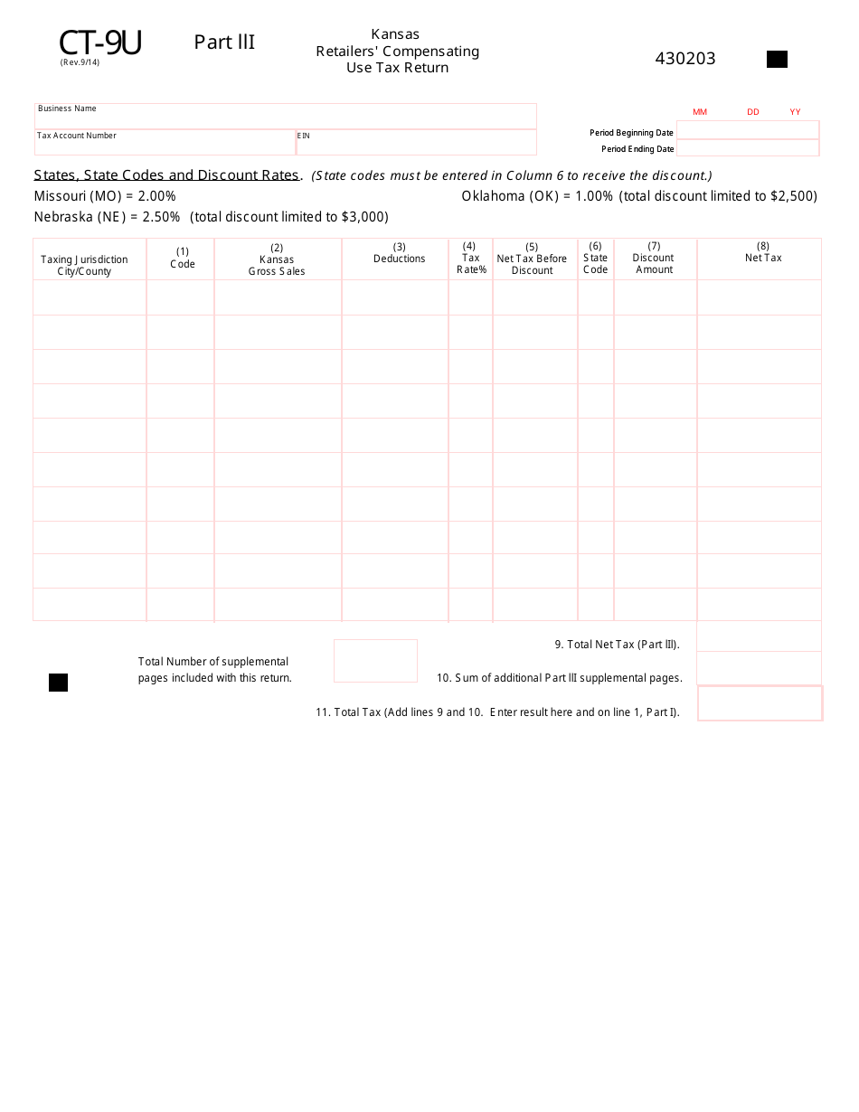 Form CT9U Fill Out, Sign Online and Download Fillable PDF, Kansas