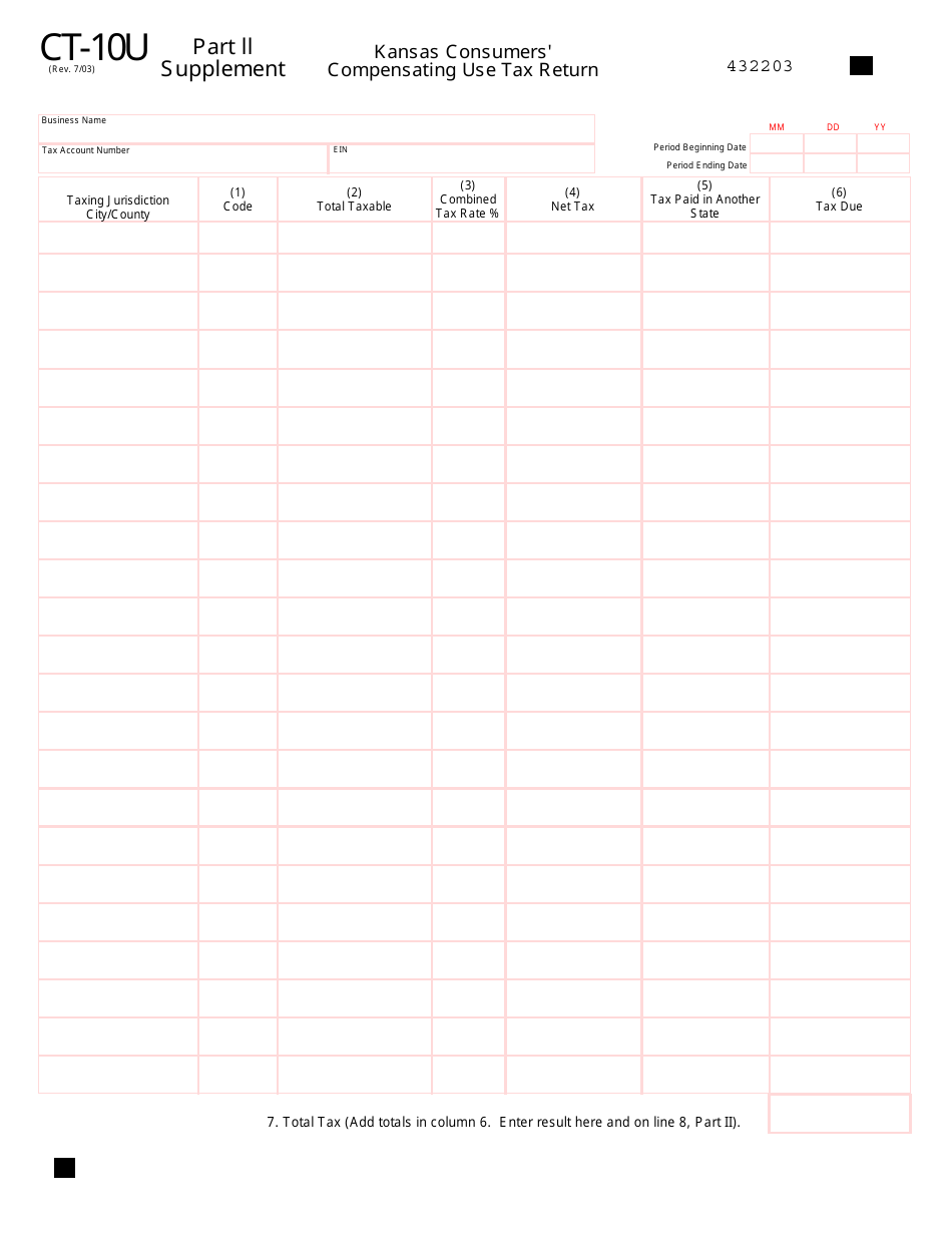 Form CT-10U Kansas Consumers Compensating Use Tax Return - Kansas, Page 5