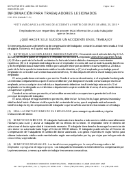 Document preview: Formulario K-WC270-A Informacion Para Trabajadores Lesionados - Kansas (Spanish)