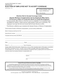Document preview: K-WC Form 50 Election of Employee Not to Accept Coverage - Kansas