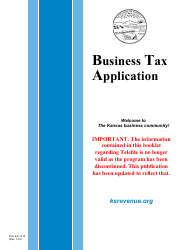 Document preview: Form KS-1216 Business Tax Application - Kansas