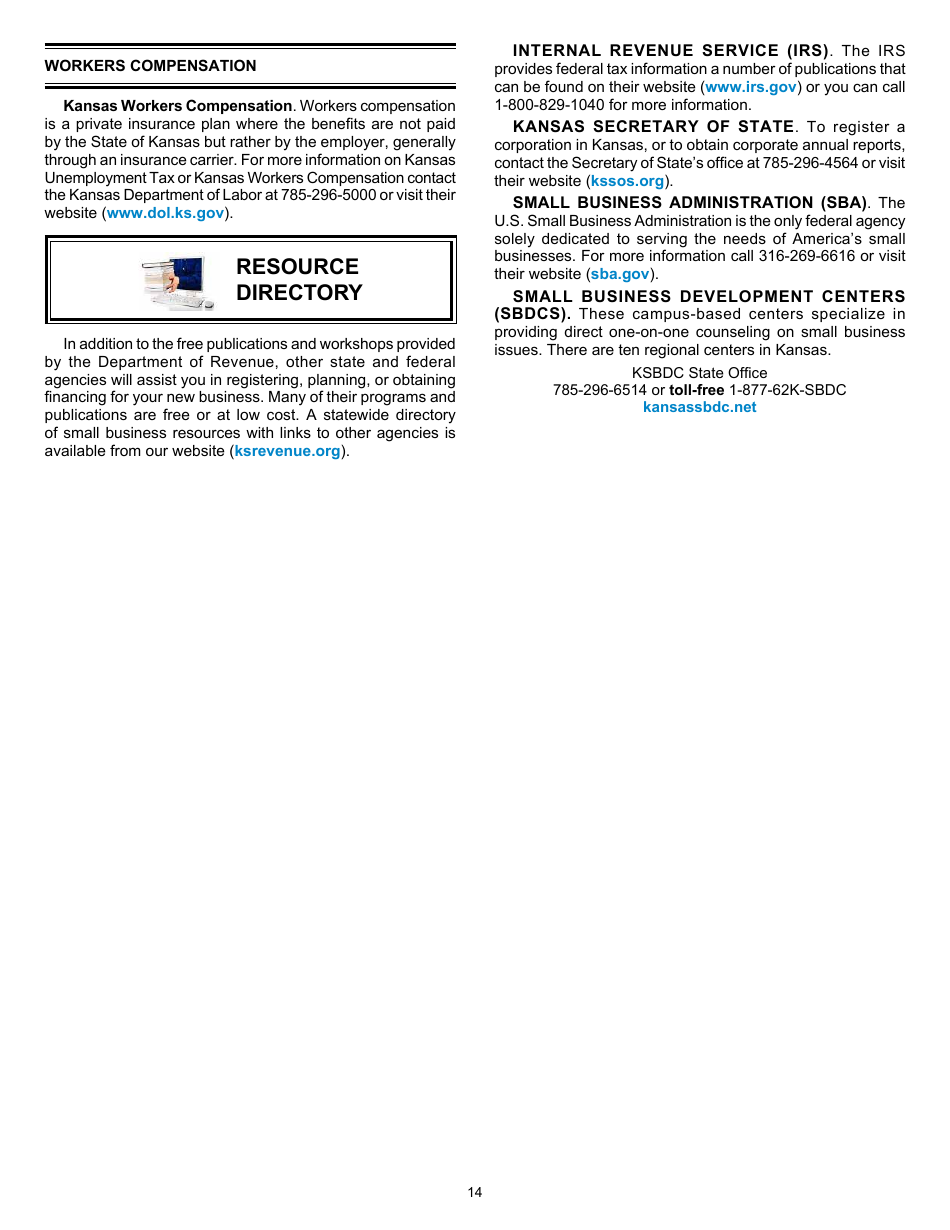 Form KS-1216 Business Tax Application - Kansas, Page 14