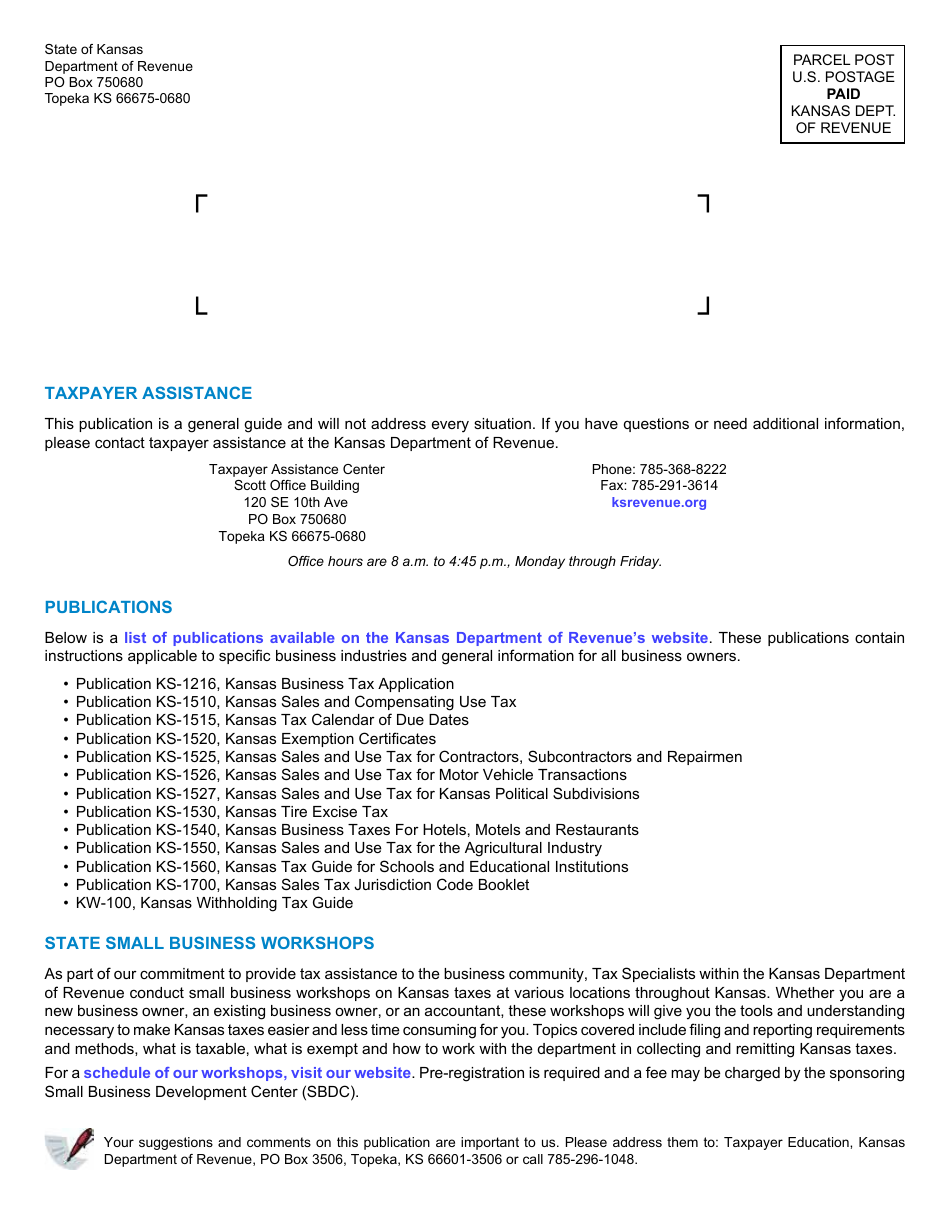 Form KS-1216 Business Tax Application - Kansas, Page 16