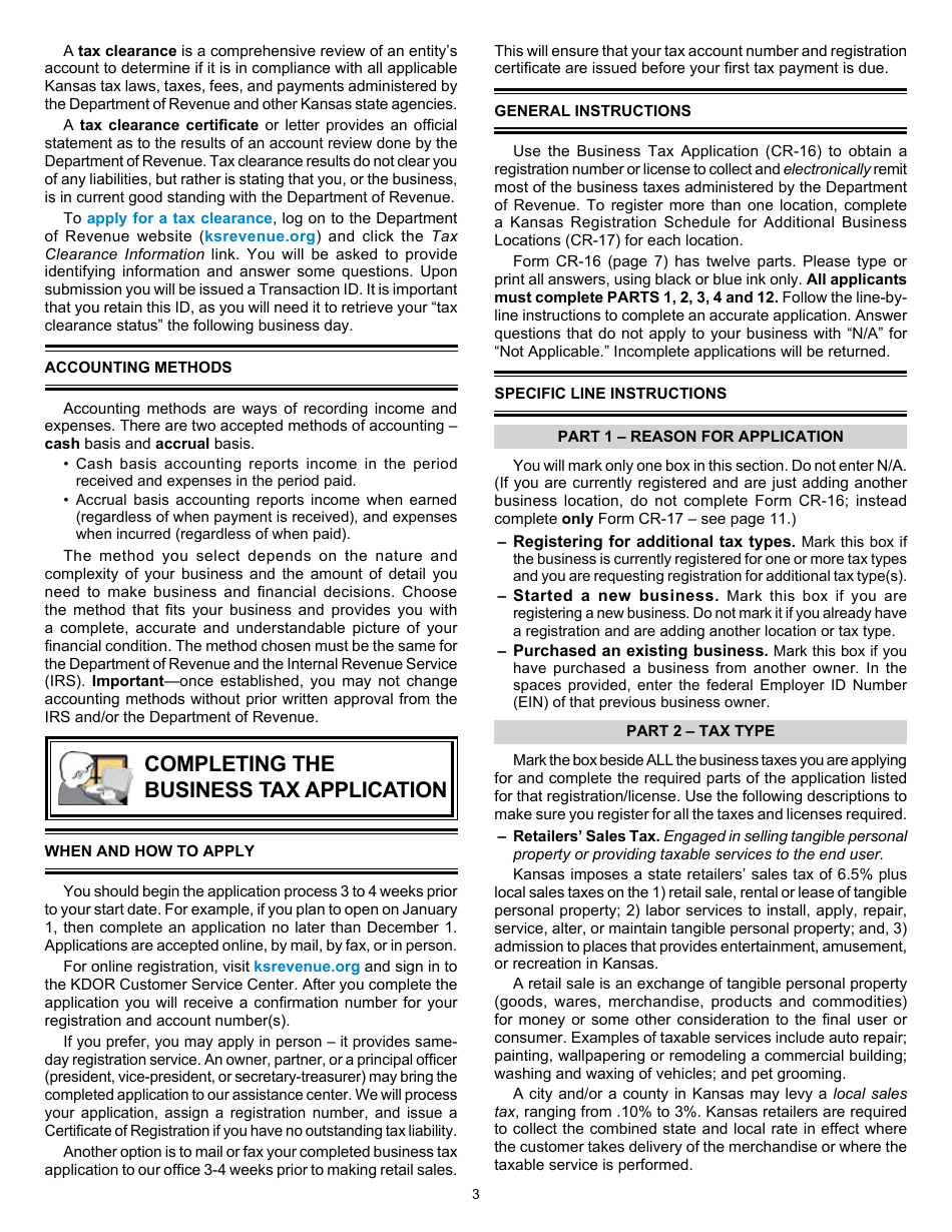 Form KS-1216 Business Tax Application - Kansas, Page 3