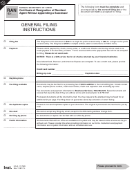 Form RAN53 Certificate of Resignation of Resident Agent Without Appointing a Successor - Kansas