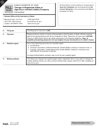 Form RLL53-06 Change of Registered Office or Agent by a Limited Liability Company - Kansas