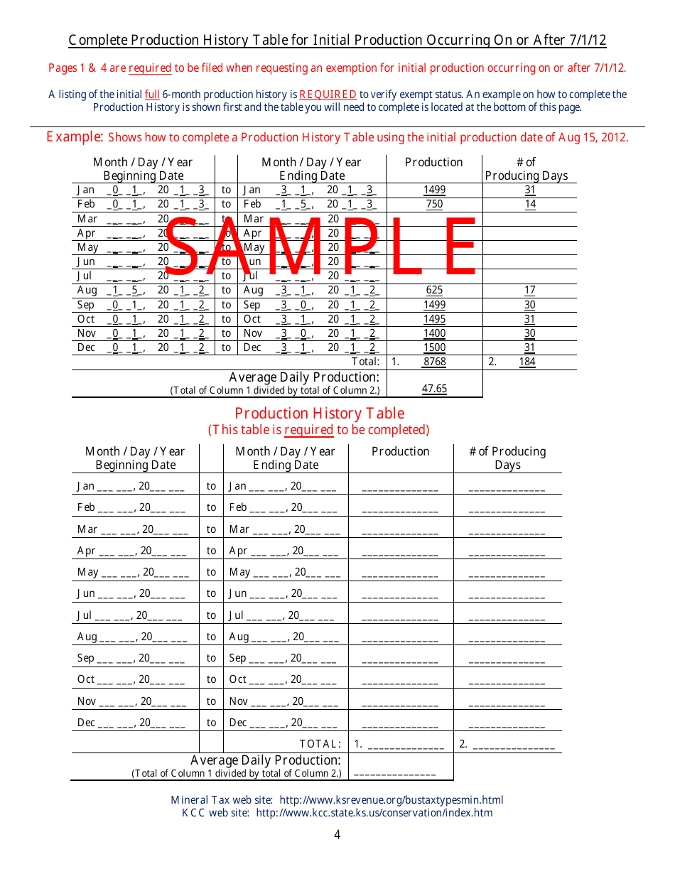 Form MT-07NP New Pool Initial Oil or Gas Exemption Request - Kansas, Page 6
