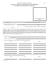 Form TB-144 Tobacco Product Distributor Appointment of Agent for Service of Process - Kansas