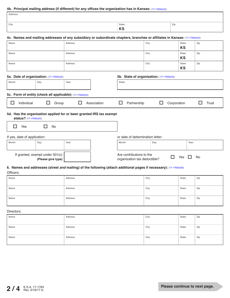 Form SC53-10 Charitable Organization Registration Statement for Solicitations - Kansas, Page 3
