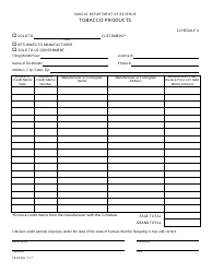 Form TB-45 Schedule 4 Tobacco Products - Kansas