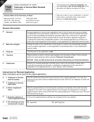 Document preview: Form TSR58-06 Trademark or Service Mark Renewal - Kansas