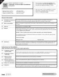 Form TSC58-05 Trademark or Service Mark Cancellation - Kansas