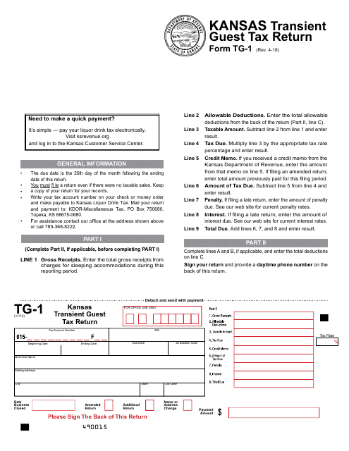 Form TG-1  Printable Pdf