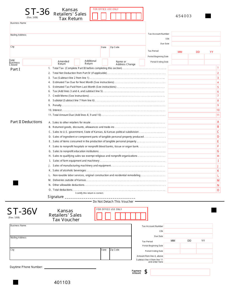 Form ST-36 Kansas Retailers Sales Tax Return - Kansas, Page 3