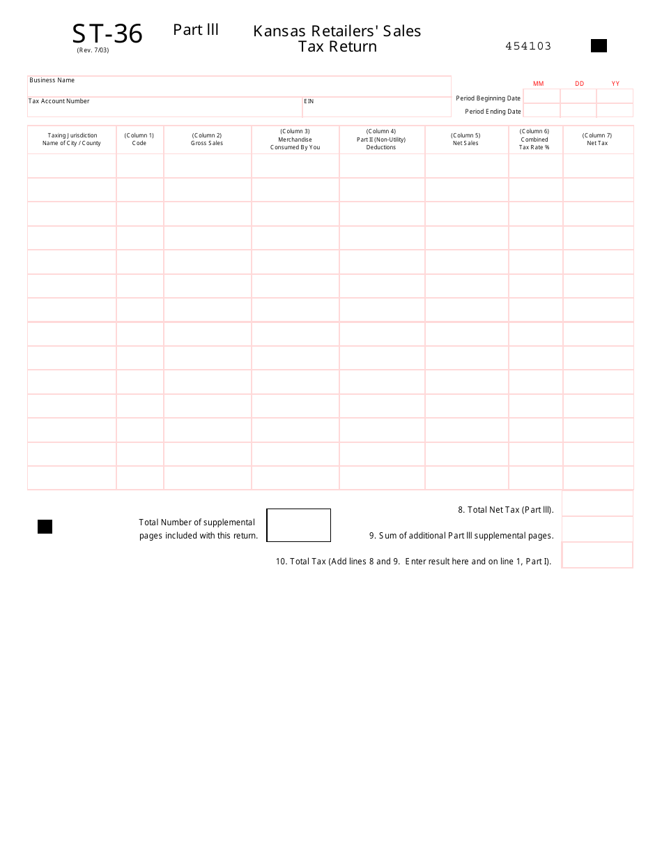 Form ST-36 Kansas Retailers Sales Tax Return - Kansas, Page 4