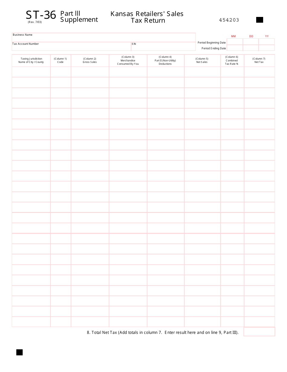Form ST-36 Kansas Retailers Sales Tax Return - Kansas, Page 6