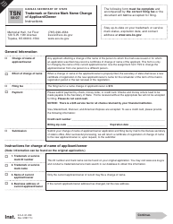 Form TSN58-07 Trademark or Service Mark Name Change of Applicant/Owner - Kansas