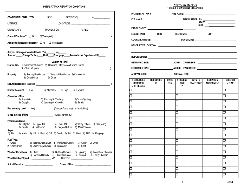Incident Organizer Form - National Interagency Fire Center, Page 1