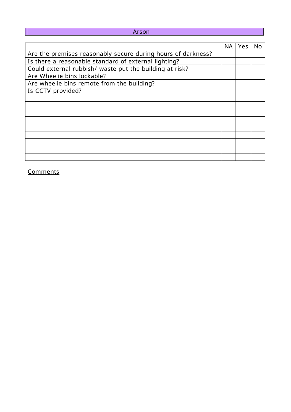 Fire Risk Assessment Form - West Sussex, United Kingdom, Page 13