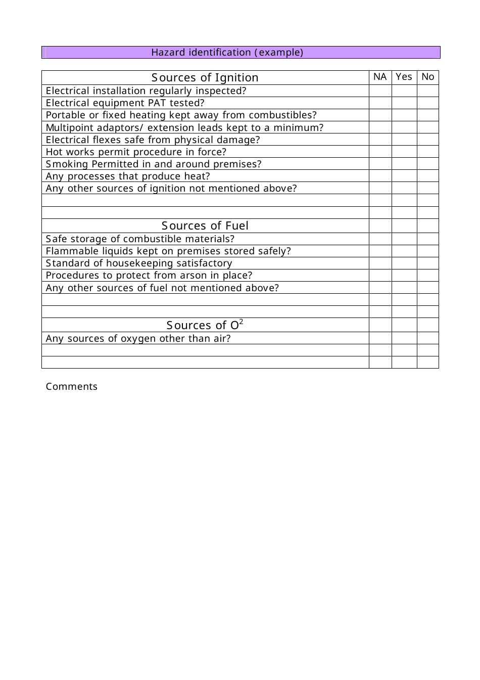Fire Risk Assessment Form - West Sussex, United Kingdom, Page 3