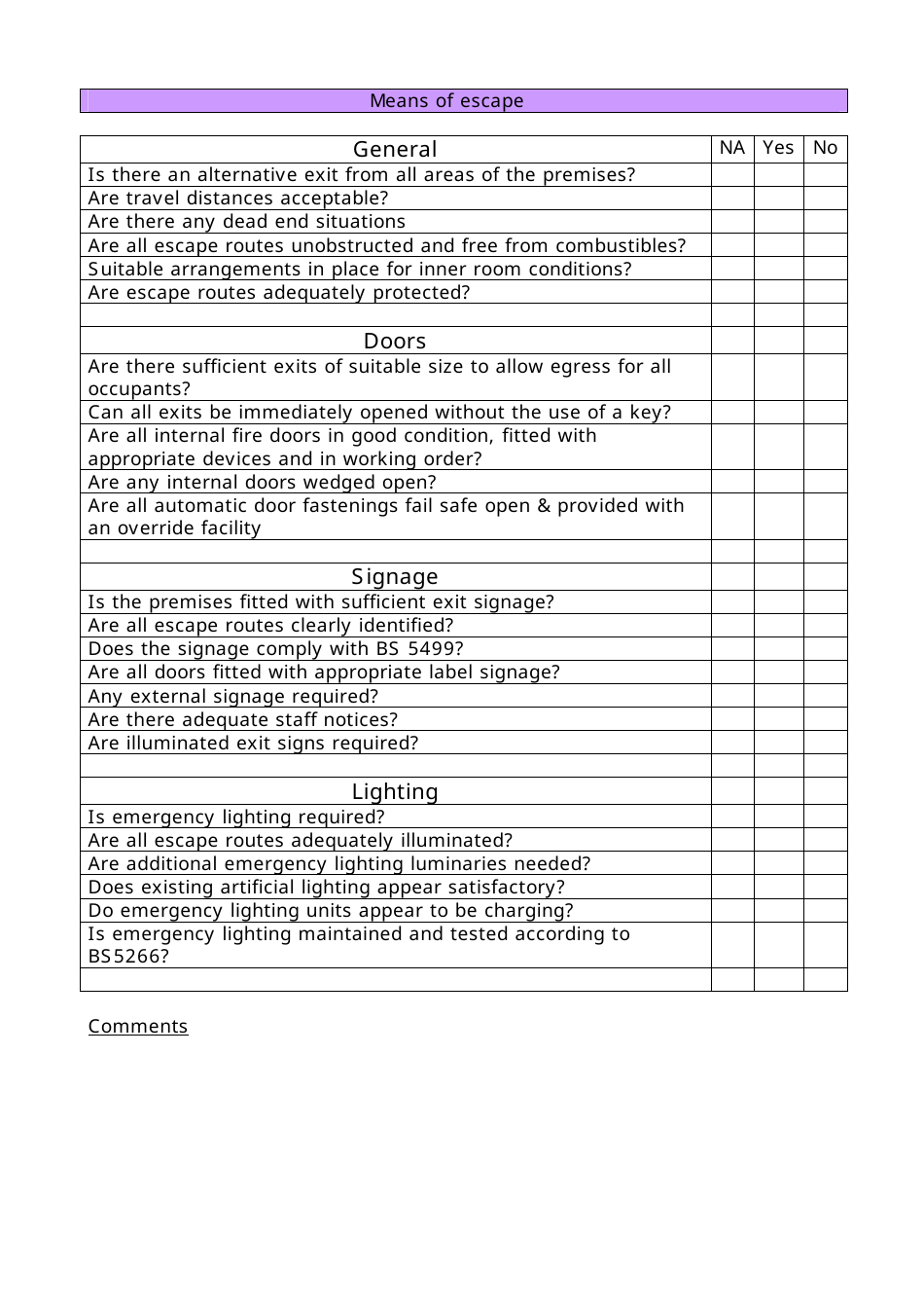 Fire Risk Assessment Form - West Sussex, United Kingdom, Page 7