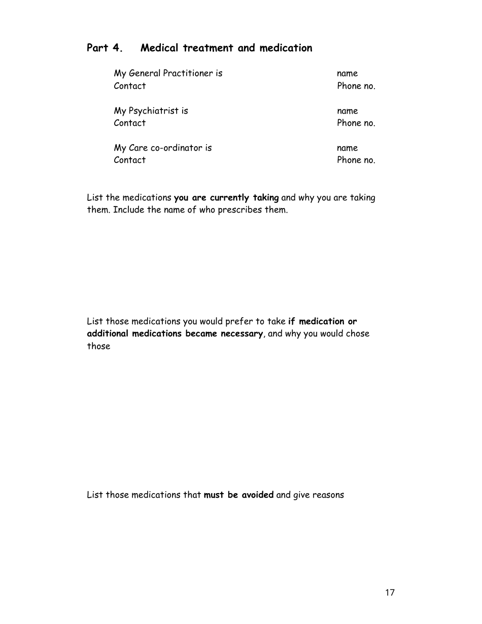 Wellness Recovery Action Plan (Wrap) Personal Workbook, Page 17