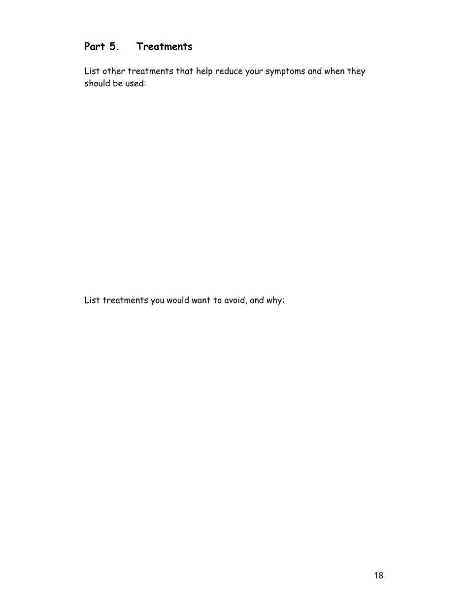 Wellness Recovery Action Plan (Wrap) Personal Workbook, Page 18