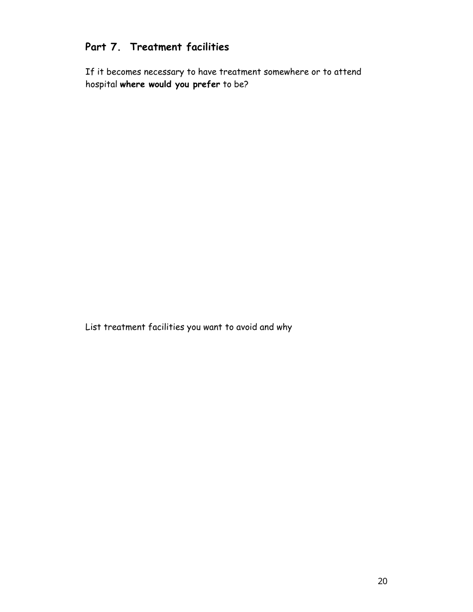 Wellness Recovery Action Plan (Wrap) Personal Workbook, Page 20