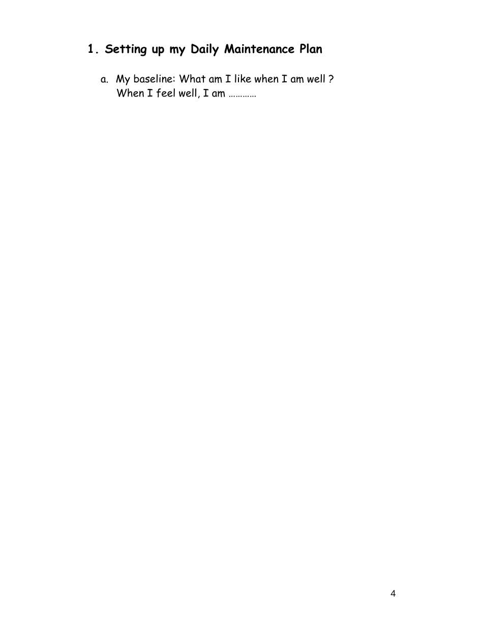 Wellness Recovery Action Plan (Wrap) Personal Workbook, Page 4