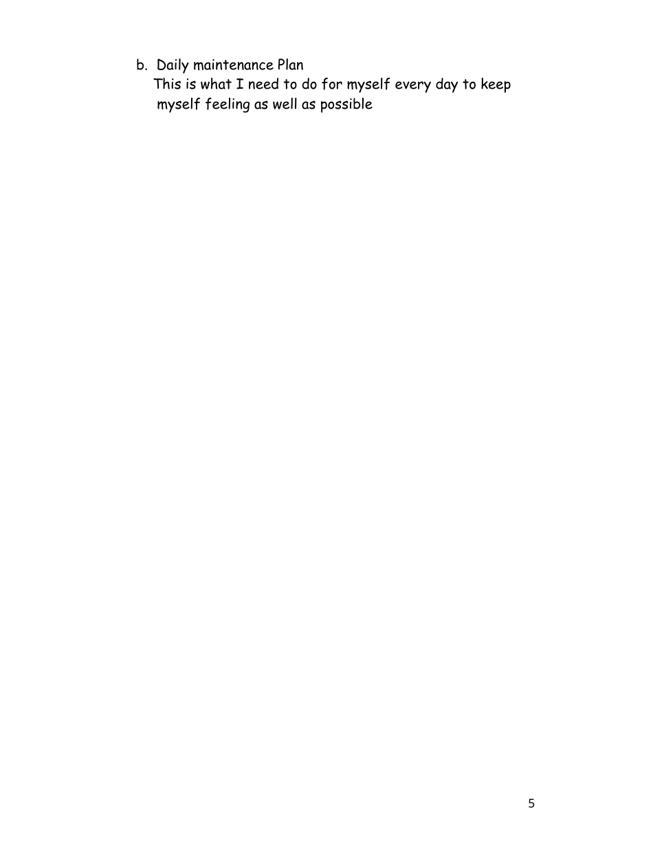 Wellness Recovery Action Plan (Wrap) Personal Workbook, Page 5