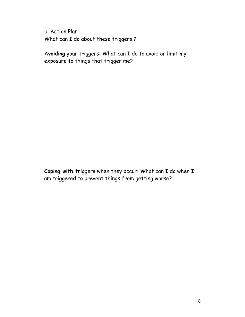 Wellness Recovery Action Plan (Wrap) Personal Workbook, Page 8