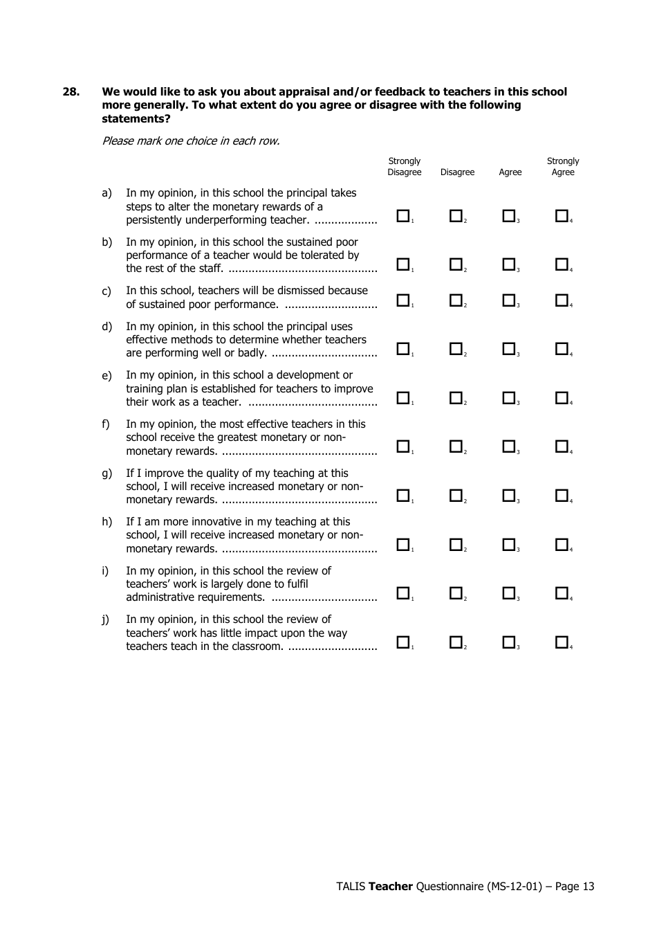 Teacher Questionnaire Template - Oecd Teaching and Learning ...