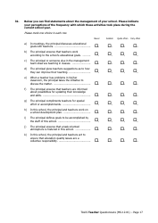 Teacher Questionnaire Template - Oecd Teaching and Learning International Survey (Talis), Page 17