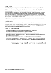 Teacher Questionnaire Template - Oecd Teaching and Learning International Survey (Talis), Page 2
