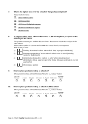 Teacher Questionnaire Template - Oecd Teaching and Learning International Survey (Talis), Page 4