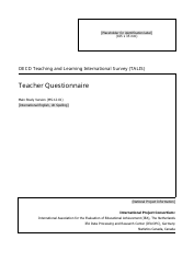 Document preview: Teacher Questionnaire Template - Oecd Teaching and Learning International Survey (Talis)